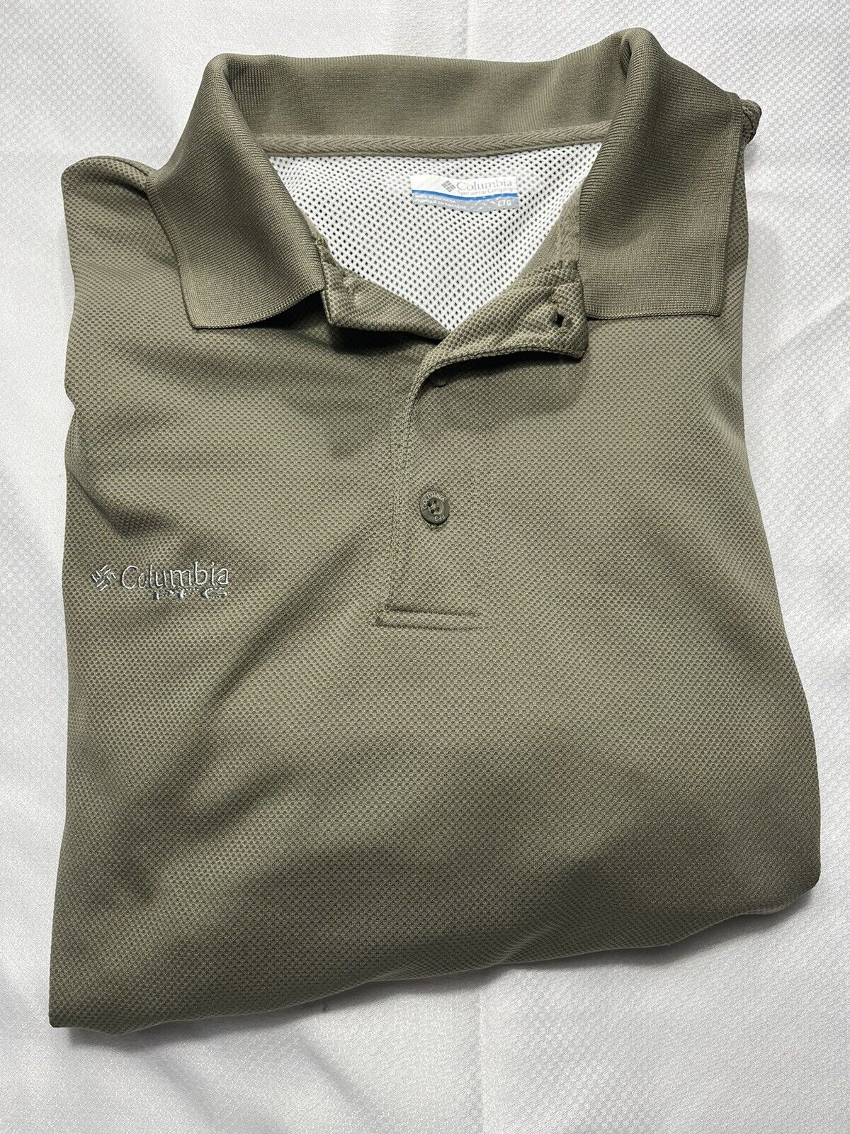 Columbia PFG Omni-Shade Green Vented Fishing Golf Polo Shirt Mens Size Large