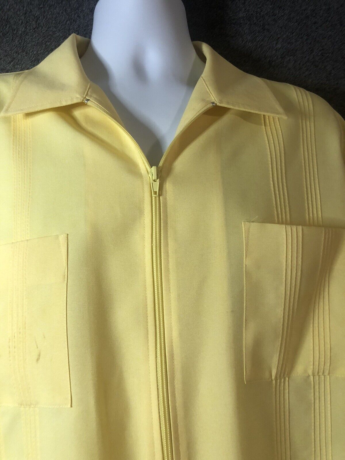 Vintage Haband XL Short Sleeve Shirt RN 84597 Full Zip Up Yellow Casual