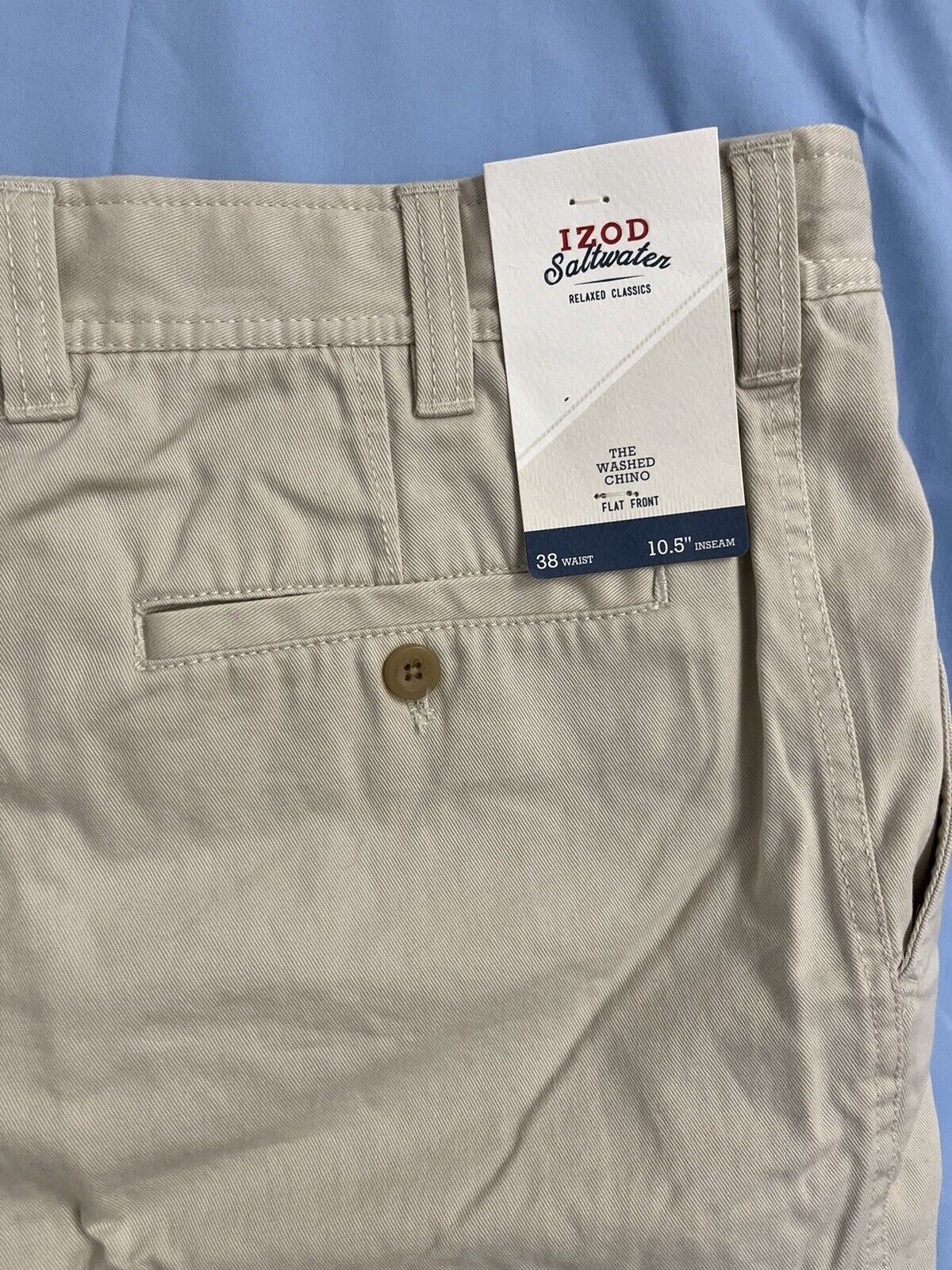 IZOD Saltwater Men's 38 x 10.5 Chino Shorts Dark Khaki Relaxed, Classics