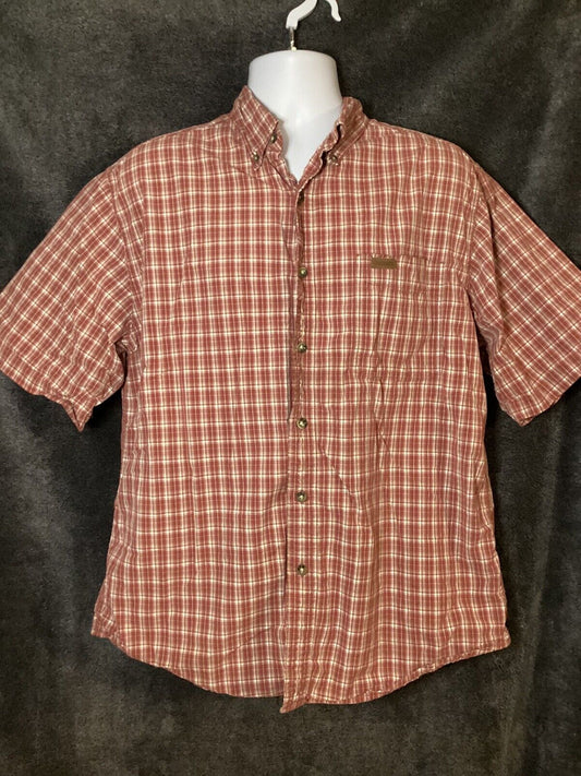 Carhartt Men Short Sleeve Button Down Shirt Top Size Large Plaid Cotton ￼Casual