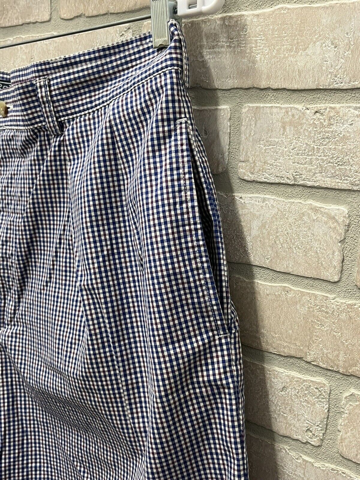 Polo Ralph Lauren Shorts Mens 38 Blue White Plaid 9 Inseam Willis 100% Cotton