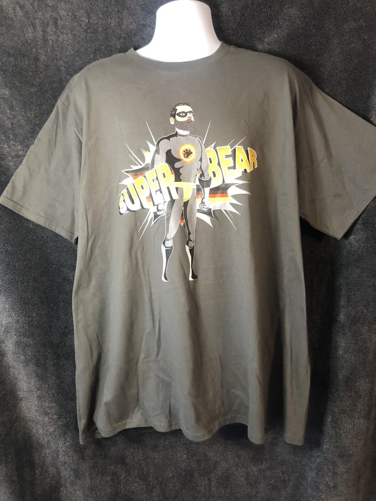 Port & Company Ring Spun Gray T-shirt with Super bear logo size 3XL/3TG/3EG