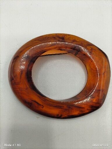 Vintage Bakelite Chunky Geometric Mod Brooch Pin tortoise shell color rootbeer