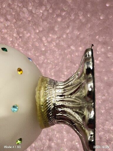 Vintage Frosted Pedestal Gem Stone Glass Ring Holder "Ring not included".