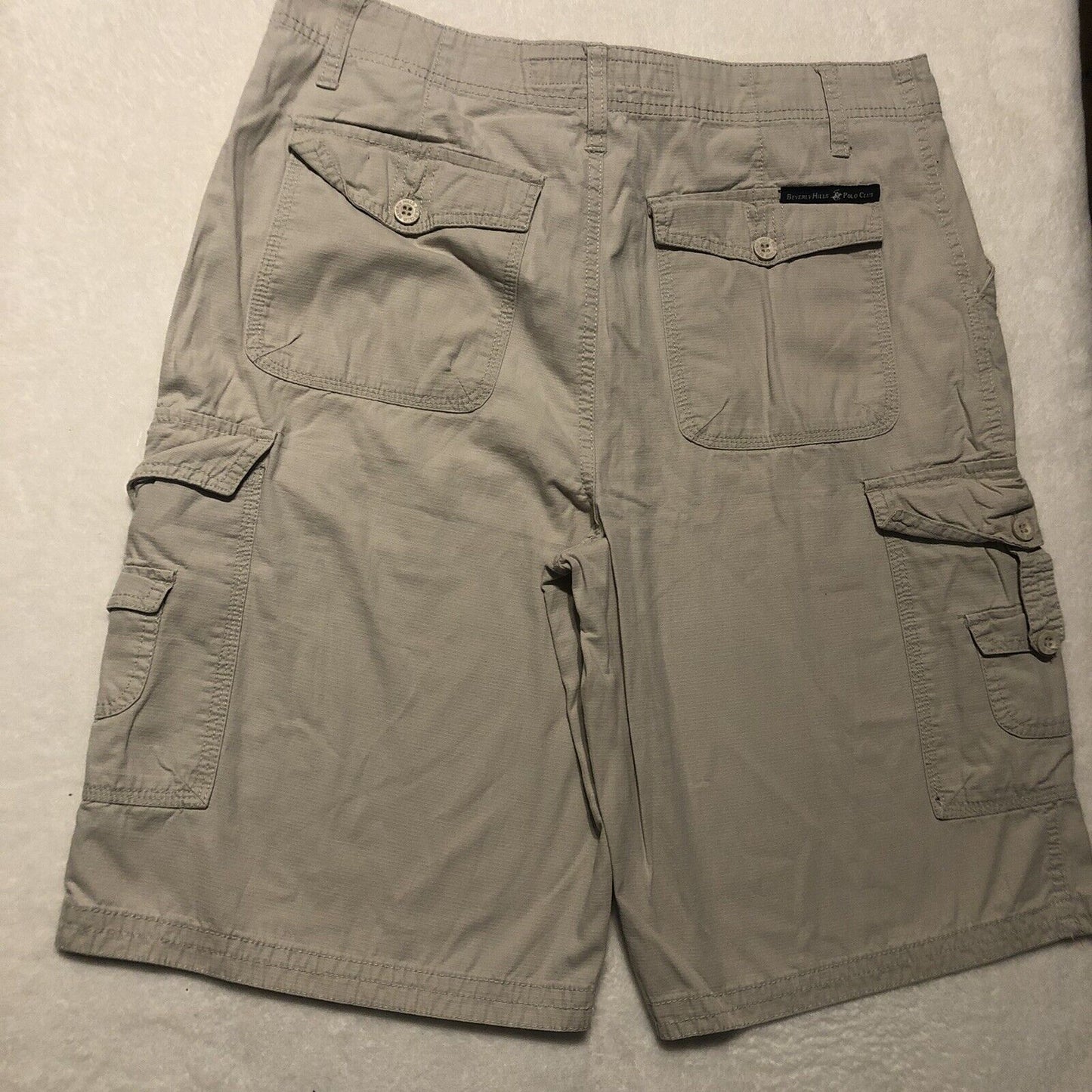 Beverly Hills Polo Club Cargo Shorts Mens 32 Color Khaki 100%Cotton RN 59782