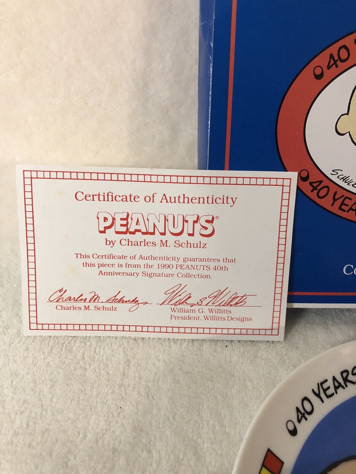 1990 Willitts Peanuts 40th Anniversary Collector’s Plate vintage ￼new old stock