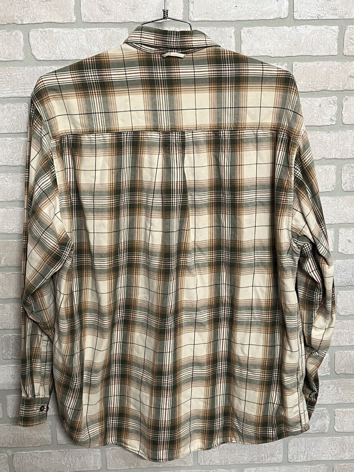 Eddie Bauer Flannel Shirt Mens XL Brown Plaid Button Up Long Sleeve Outdoor Work