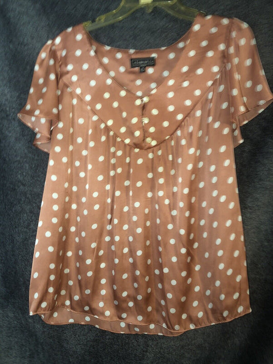 elementz Polkadotted short sleeve women’s shirt size 1X  style# WDCU0281 RN58719