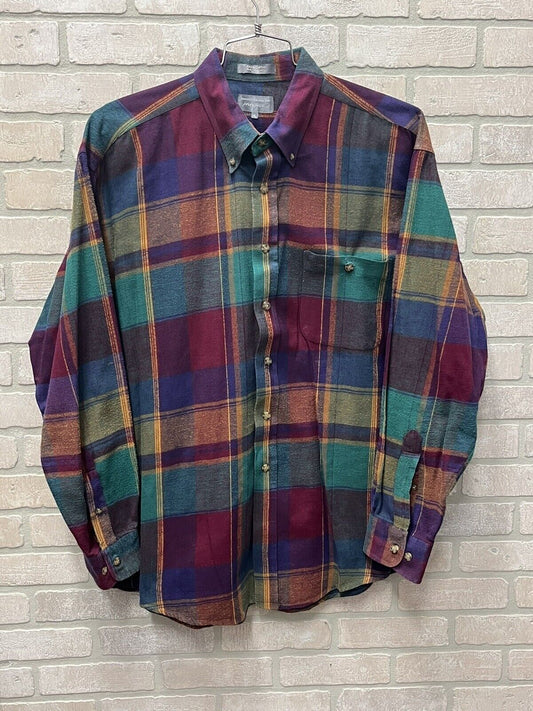 Lord & Taylor Flannel Shirt Mens Sz XL ￼Red Plaid Button Down Long Sleeve