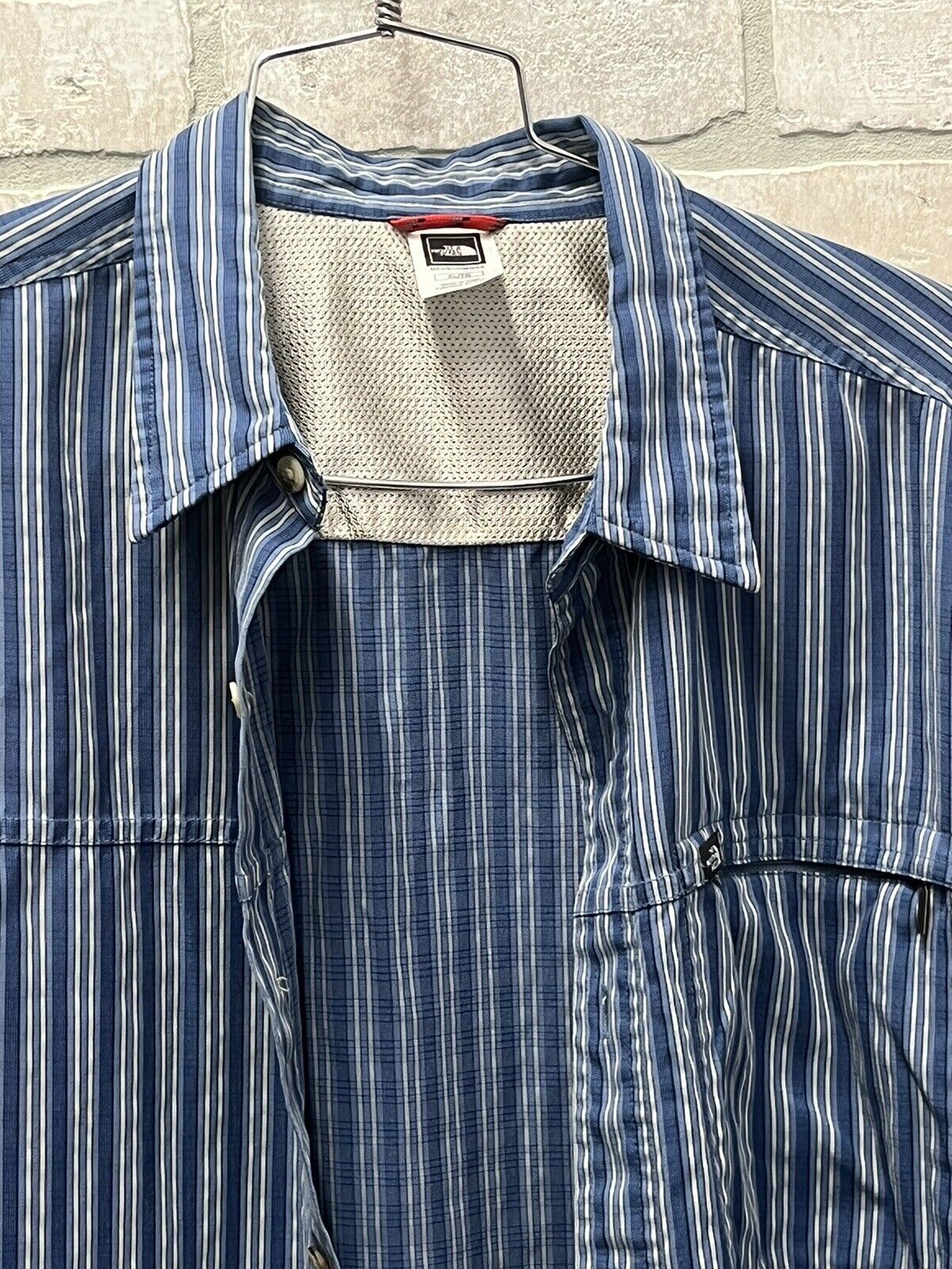 The North Face Shirt Mens XL/TG Blue White Stripe Long Sleeve Button Up Casual