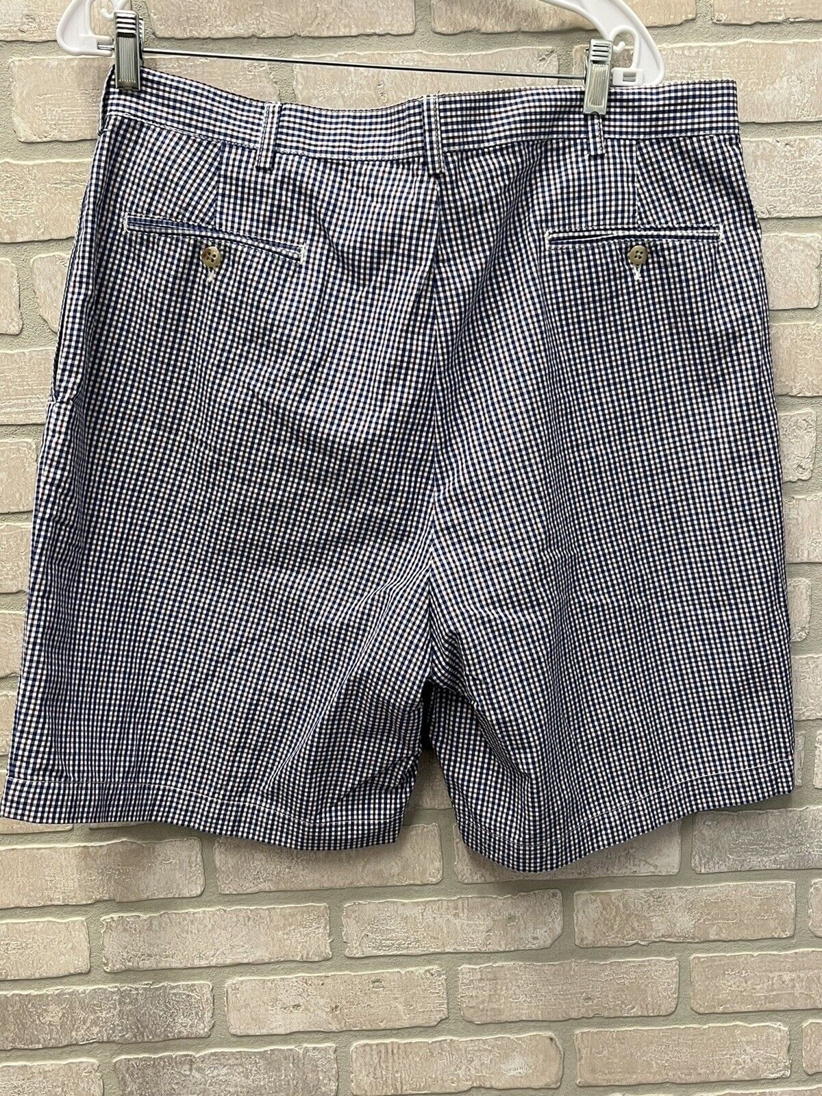 Polo Ralph Lauren Shorts Mens 38 Blue White Plaid 9 Inseam Willis 100% Cotton