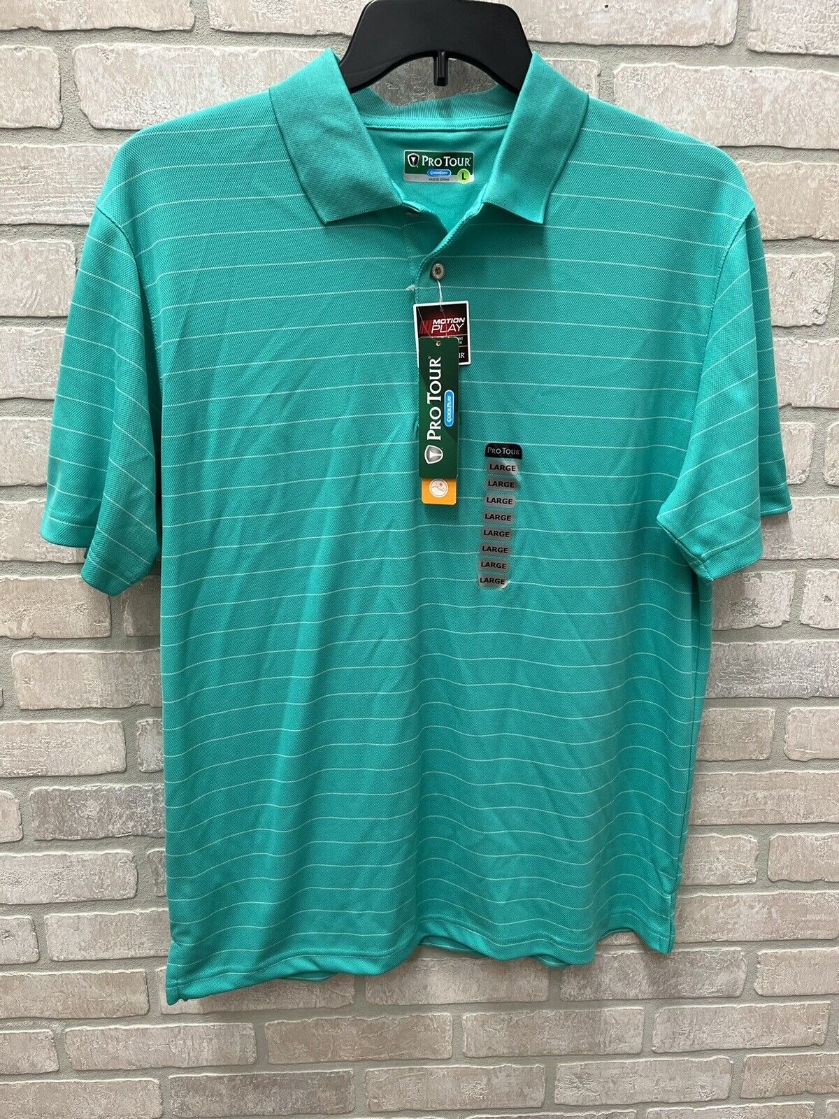 Polo Shirt Pro Tour Cool Play Golf Moisture Wicking Size L Pool Green