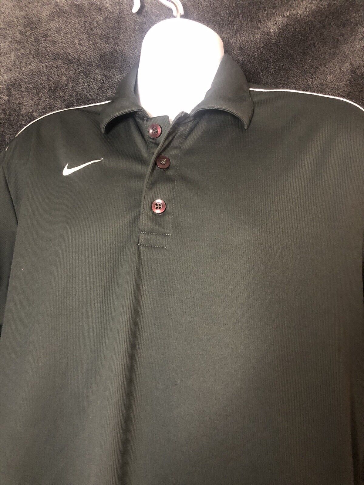 Nike Golf Dri Fit Polo Shirt Gray And White Men's Medium Athletic Short Sleeve