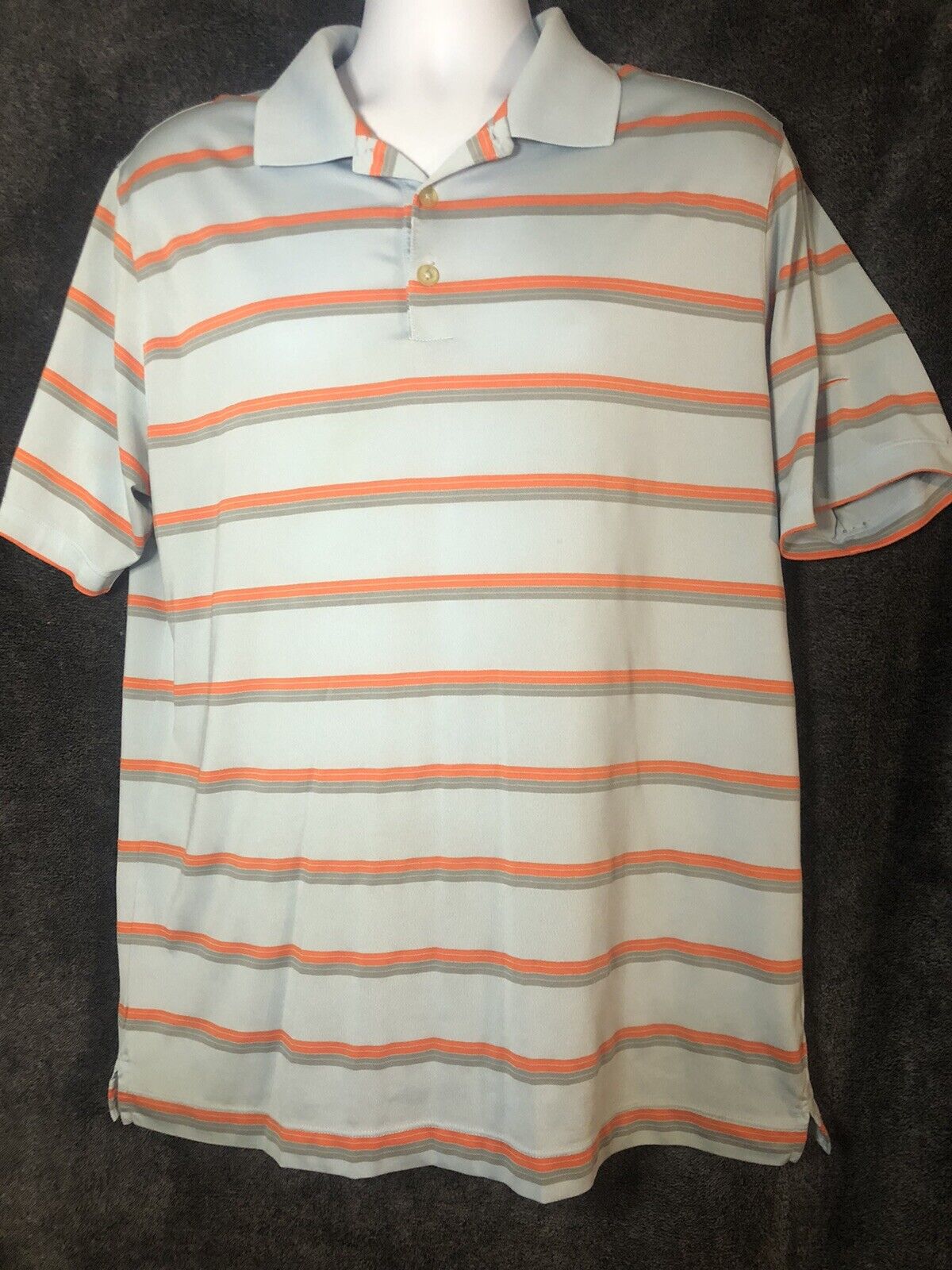 Nike Tour Polo Shirt L/G/G Spring Orange And Gray Stripes, Golf Performance