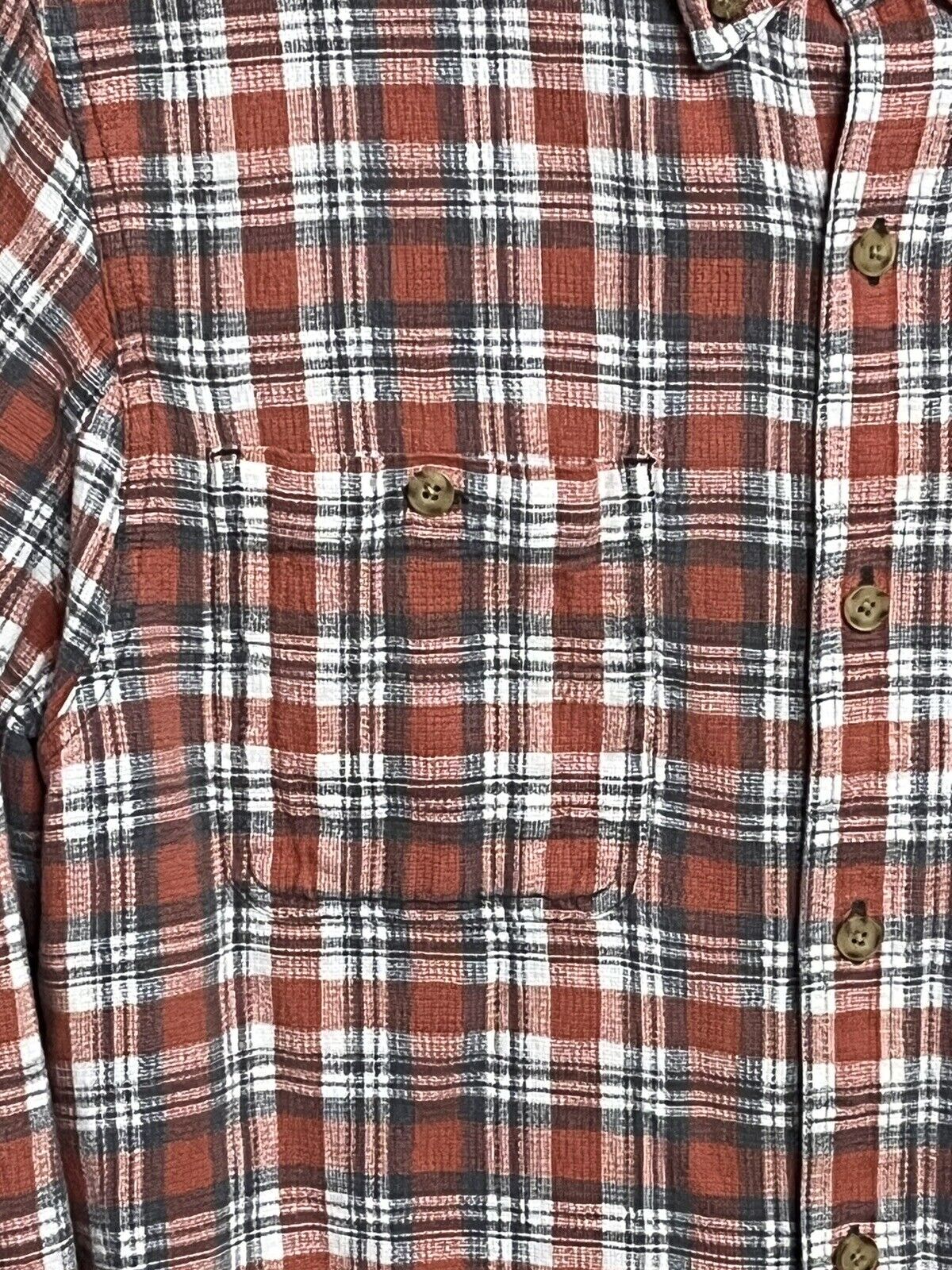 Duluth Trading ￼Shirt Men’s Red Plaid  Button Down Hemp Organic Cotton Blend