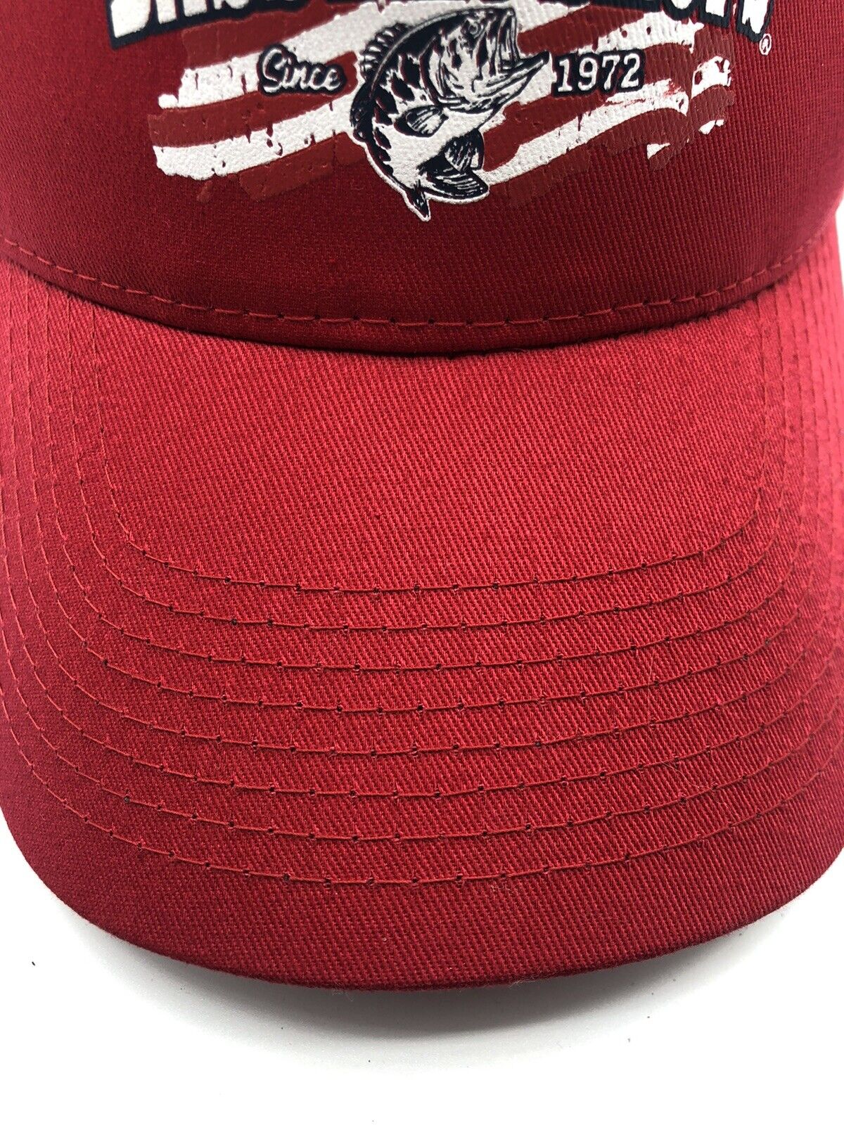 Bass Pro Gone Fishing Trucker Hat snap back red and white New W tags since 1972