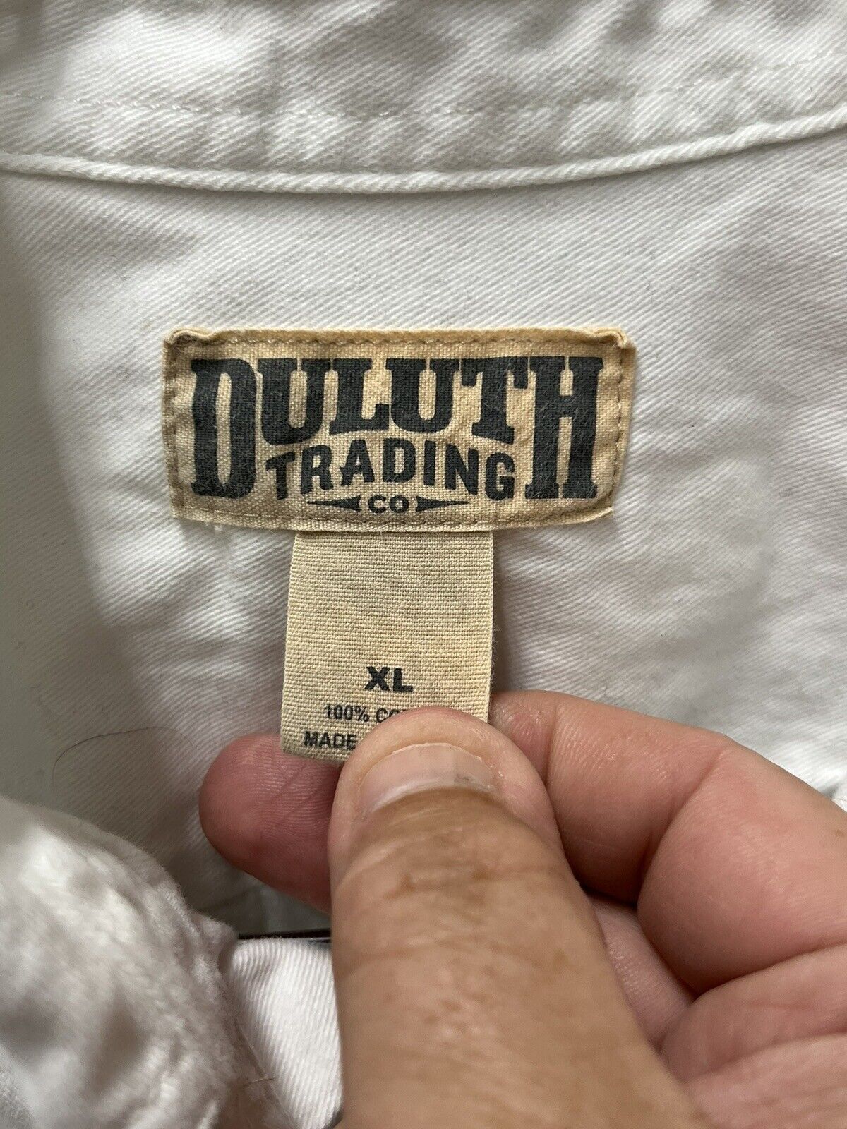 Duluth Trading Co Shirt Men’s Sz XL Heavy Cotton Short Sleeve Button Up White