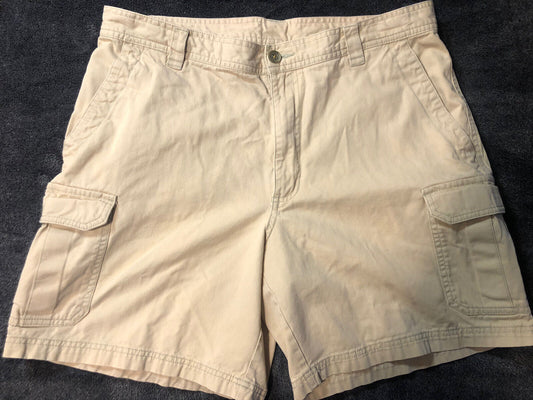 Columbia Shorts Mens 36 Beige Khaki Nylon Pockets Outdoor Hiking Fishing ￼Casual