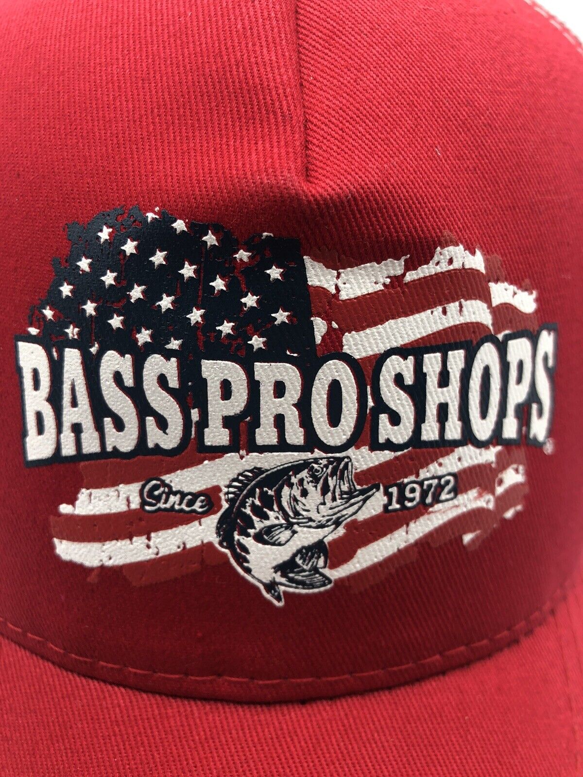 Bass Pro Gone Fishing Trucker Hat snap back red and white New W tags since 1972