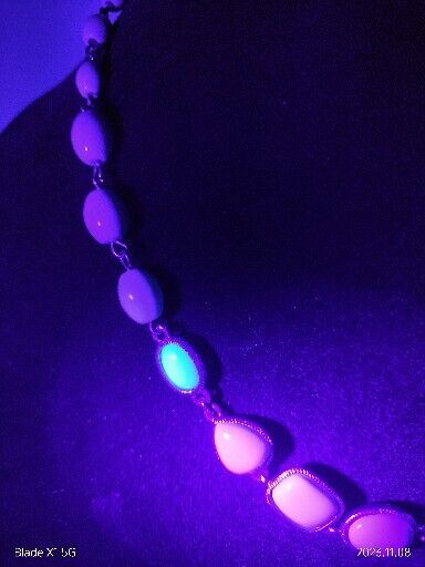 Vintage Signed Monet Teal Beaded Gold Tone Necklace Two Stones Glow