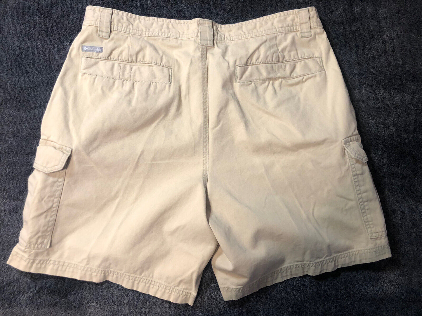 Columbia Shorts Mens 36 Beige Khaki Nylon Pockets Outdoor Hiking Fishing ￼Casual