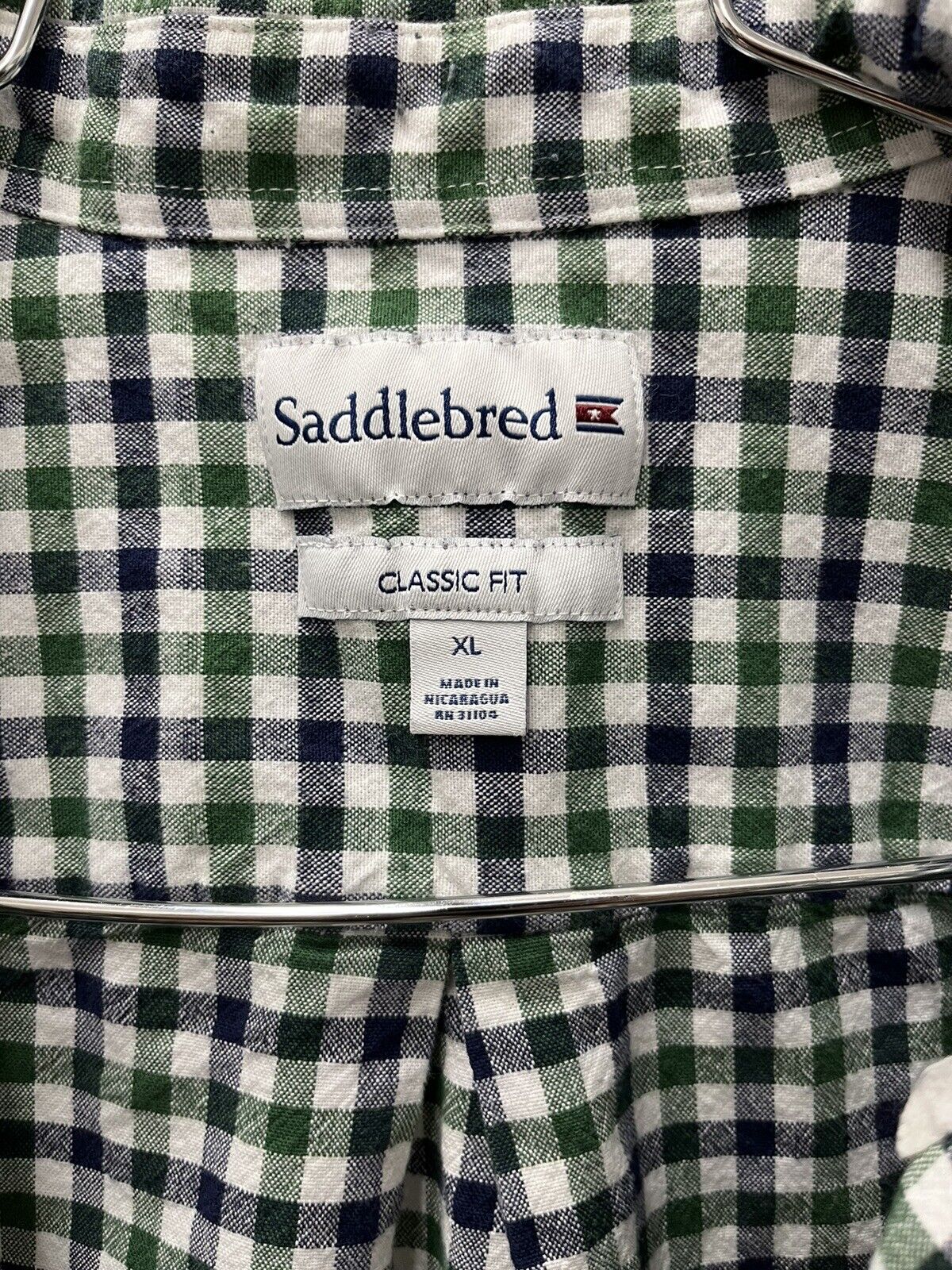 Saddlebred Button Down Short Sleeve Shirt  Men’s Size XL Classic Fit Check Plaid