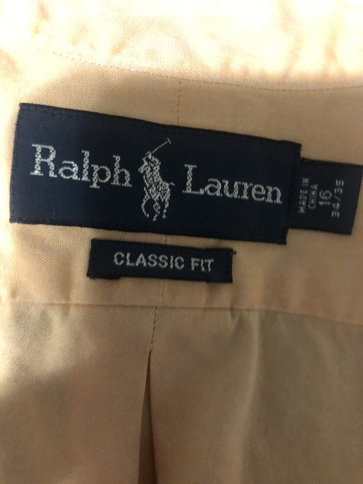 Ralph Lauren Men Dress Shirt Long Sleeve Size 16  34/35 Button Classic Fit Peach