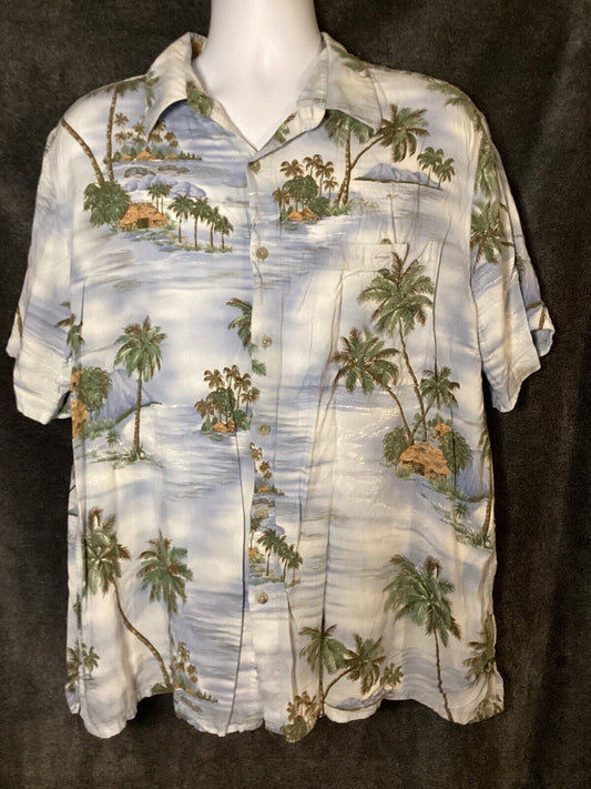 Croft & Barrow Hawaiian Shirt Size XL Aloha Misty Beach Islands Landscape Soft